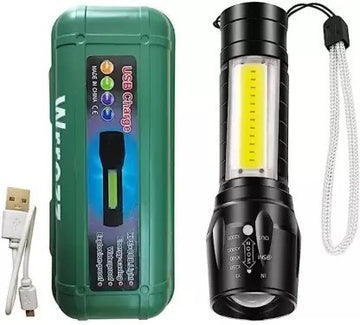 2-in-1 Rechargeable Flashlight – Dual Mode LED Torch with Emergency Light