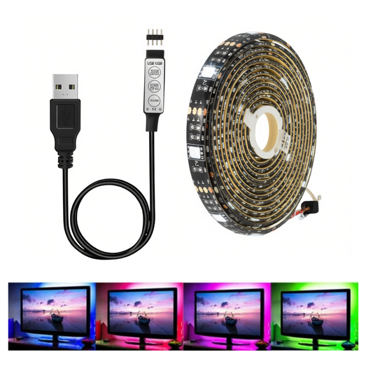 5m LED Light Strip with USB Cable – Multicolor Room Decoration Strip Lights