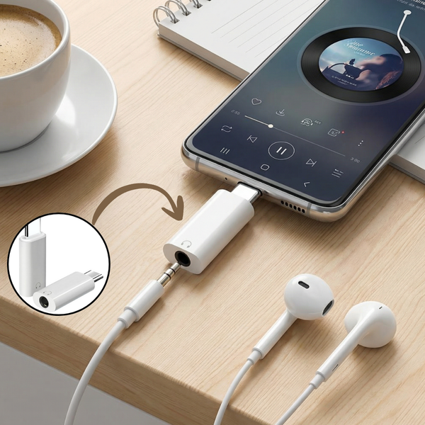 Type-C to 3.5mm Headphone Jack Adapter – Audio Converter for USB-C Smartphones