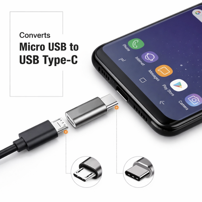 V8 to USB-C Female Adapter – Micro USB to Type-C Charging Converter
