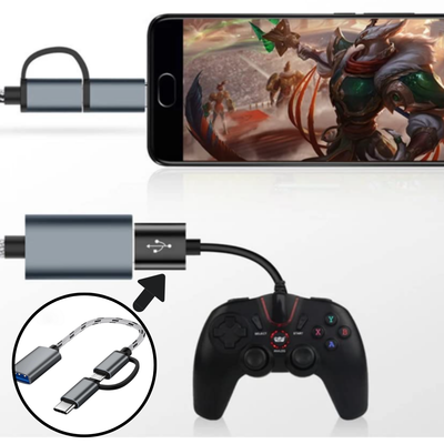 2-in-1 OTG Adapter Cable – Micro USB & Type-C to USB-A Female Connector