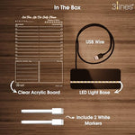 Acrylic LED Writing Board with USB Stand – Reusable Glowing Notice Board with 2 Chalk Markers