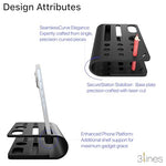 Acrylic Tiny Twist Pen & Phone Stand – 3-Slot Mini Desk Organizer, Black